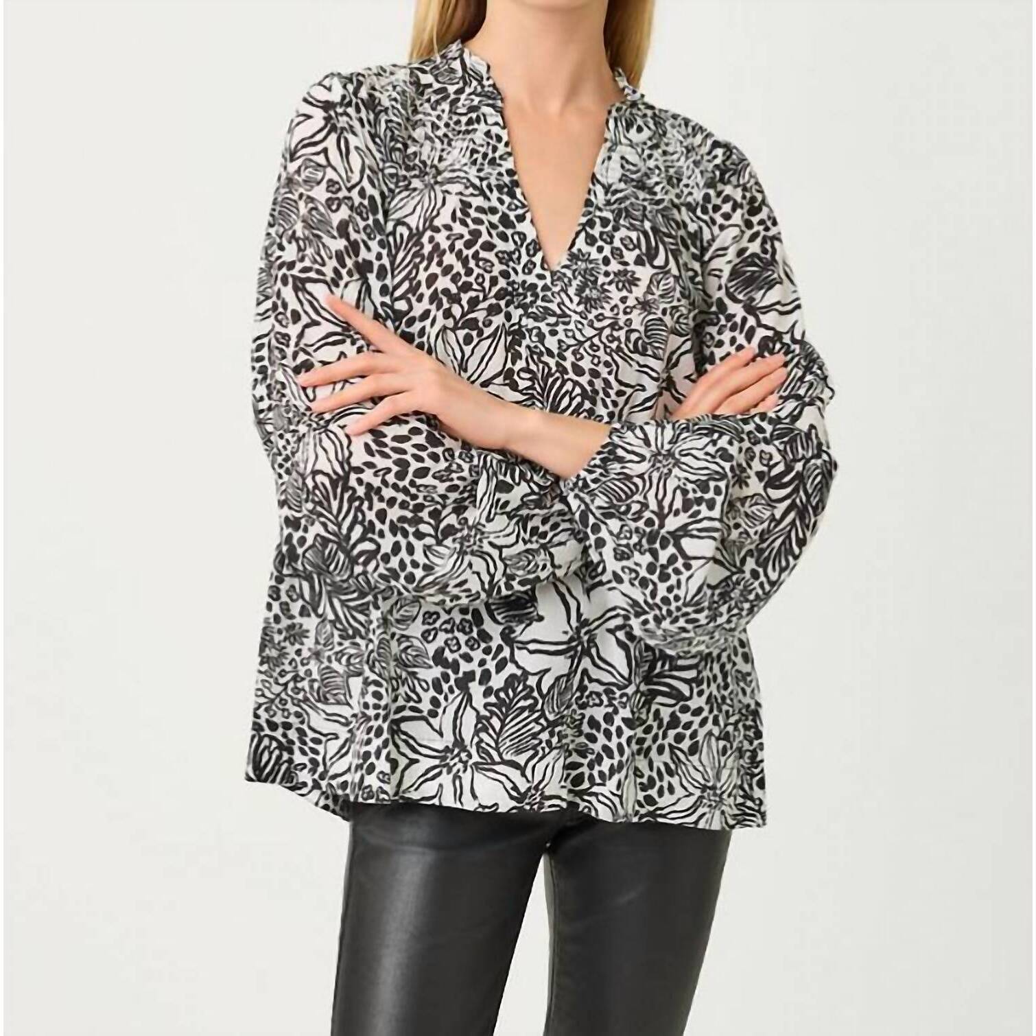 New Lilly Pulitzer Lourdes Long Sleeve Top In Black